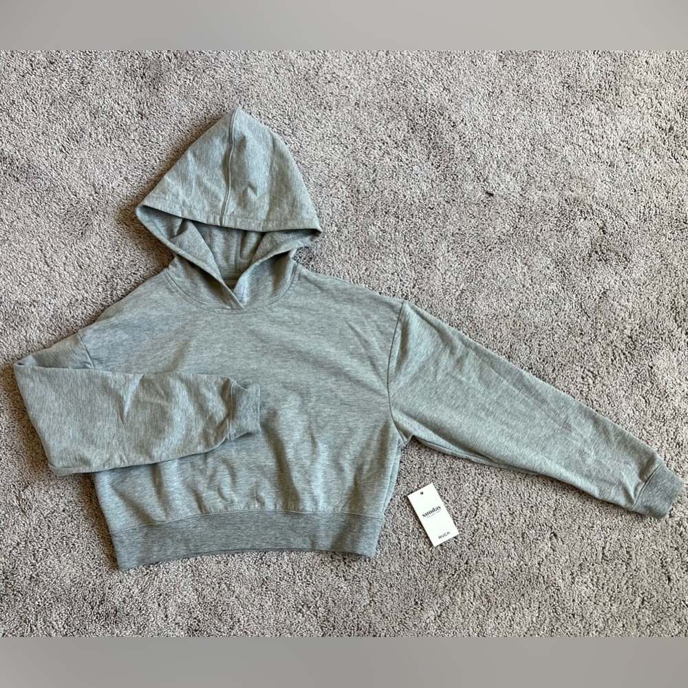 RVCA Heather Gray Cropped Hoodie Sweatshirt